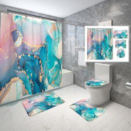 Shower Curtains Marble Curtain Polyester Bath Set Luxury 3D Print 180x180cm Bathroom Colorful Home Decor Drop