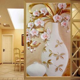 Window Stickers Custom Size Windows Glass Film Modern 3D Sticker Opaque Self-Adhesive Privacy Stained Art Painting Vase For Home Decor