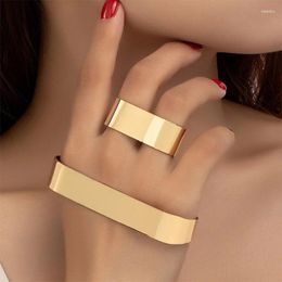 Bangle Geometric Bracelet Ring Set Women Girls Gold Silver Plating Fashion Jewelry Party Gift 2024 Style