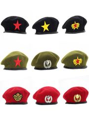 Military Cap men Without Badge Solider Army Hat Man Woman Wool Vintage Beret Beanies Caps Winter Warm Hat Cosplay Hats for Woman3176412