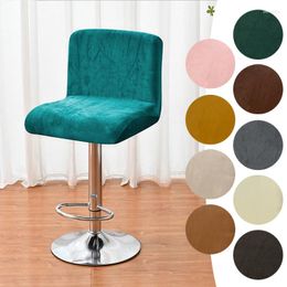 Chair Covers Solid Colour Bar Stool Cover Stretch Short Back For Home El Banquet Seat Case Slipcover Protector