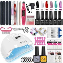 Nail Art Kits Nail Set Gel Nail Polish Set With UV LED Lamp Dryer Semi Permanent Gel Varnish Set Professional Nail Art Tools Kit Manicure Set T240513