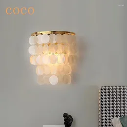 Wall Lamp 2024 Living Room Background Lights Girls And Children's Bedroom Bedside Decorative Postmodern Shell Lighting