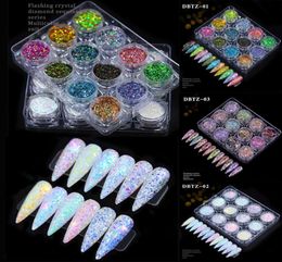 12 Grids Nails Glitter Mermaid Powder Flakes Shiny Round Hexagon Holographic Paillette Sequins Nail Art Decoration Manicure8204803