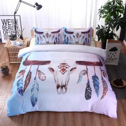 Bedding Sets National Style White Wind Chimes Set 3pcs Duvet Cover Pillow Case God Ganesha 200 /228 228 / 230 260