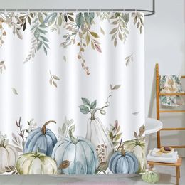 Shower Curtains Fall Pumpkin Autumn Leaves Thanksgiving Bath Curtain Polyester Fabric Waterproof Bathroom Decorative With Hooks