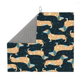 Table Mats Dish Drying Mat Drain Pad Floral Dachshunds Dogs Water Philtre Kitchen Heat Resistant Protection