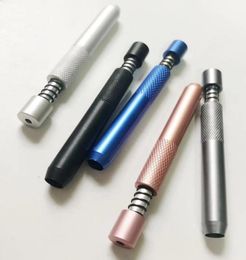 Portable Metal One Hitter Bat Spring Pipe 78MM Aluminum Snuff Snorter Tube Herb Cigarette Dugout Pipes Smoking Accessories8388797