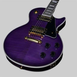 Electric Guitar, Purple Flower, gold accessories, Jacaranda fingerboard, eco-friendly paint, Off the shelf, fast shipping