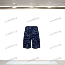 xinxinbuy 2024 Men women designer shorts roma washing camouflage Denim fabric black white brown Grey blue brown XS-2XL new