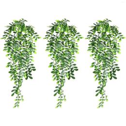 Decorative Flowers Artificial Green Plants Simulation Wall Hanging Wedding Home Decorations Eucalyptus Leaves Wrapped Rattan