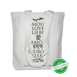 Shopping Bags 100PCS/Lot Custom Large Canvas Shoulder Bag Reusable Natural Cotton Grocery Tote