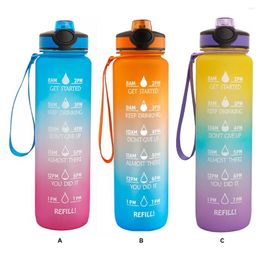 Water Bottles Portable Bottle With Silicon Straw Gym Running Time Maker Drink Cup 32oz Adults Household Travel Office Personal