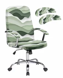 Chair Covers Ocean Waves Gradient Green White Elastic Office Cover Gaming Computer Armchair Protector Seat