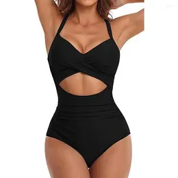 Women's Swimwear Women Monokini Swimsuit One-piece Bikini Stylish With Halter Neck Hollow Out Design Sexy For Slim