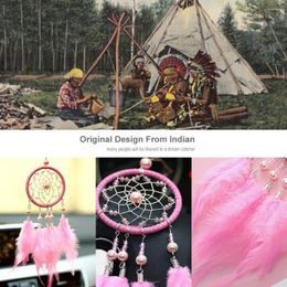 Decorative Figurines Handmade Dream Catcher With Feather Wall Car Home Hanging Decor White