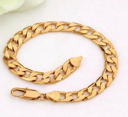 mens 18K Gold FIGARO 10mm curb link chain bracelet UNISEX GIFTBOX3593534