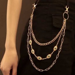 Waist Chain Belts Punk laminated chain pants female metal gold Evil Eye keychain belt Jewellery accessories Trousers Q240511