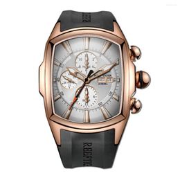 Wristwatches Reef Tiger Men Automatic Watch 48.6mm Fashion Mechanical Wristwatch Tonneau Case Luminous Multi-Dial Sapphire Month Weel Date