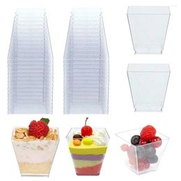 Disposable Cups Straws 25/50/100pcs 60ML Plastic Dessert Birthday Transparent Party Ice Cream Cup Home Christmas Supplied