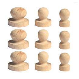 Storage Bottles 9 Pcs Stamp Handle Decorate Wood DIY Scrapbooking Stamps Wooden Seal Bamboo Child