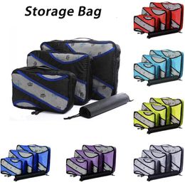 Storage Bags Suitcase Organiser Travel Packing Mesh Nylon Breathable Men Women Luggage Set Clothes Bag