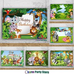 Party Supplies Charm Custom Forest Wild Animal Backdrops Born Baby Shower Birthday Pography Backgrounds Jungle Safari Po Studio