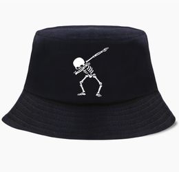 Berets Bucket Hat Cap Funny Dabbing Skull Dance Hip Hop Skeleton Men Womens Bob Panama Swag Punk Fisherman Hats Outdoor Sun Black 1438234
