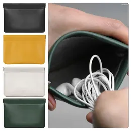 Storage Bags Mini Self-Closing Tight Pocket Wired Headset Data Cable Charger Mobile Phone Shrapnel Protection Case Organization