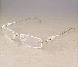 70OFF Vintage Luipaard Randloze Clear Stone Transparent Glass Frame Luxe Eyewear Men Accessories Eyeglasses 63847992597