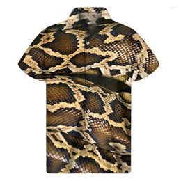 Men's Casual Shirts Fashion Snake 3D Print Hawaiian Men Summer Animal Pattern Lapel Button Shirt Personality Loose Short Sleeves Tops Blouse