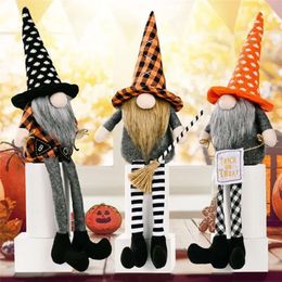Halloween Gnomes Decorations Doll Party Supplies Plush Handmade Tomte Swedish Long-Legged Dwarf Table Ornaments 906