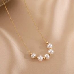 Pendant Necklaces Minar INS Fashion Baroque Freshwater Pearl Charm Necklaces for Women Real Gold Plated Copper Beads Strand Chokers Birthday Gift