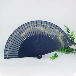 Decorative Figurines Chinese Wind Fan Folding Peacock Feathers Style Classical Ancient Female With True Silk Bamboo Crafts Decor