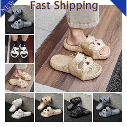 EVA hole shoes with a feeling of stepping on Faeces thick soled sandals summer breathable white Breathable Home slipper human skeleton slides brown black size 40-45
