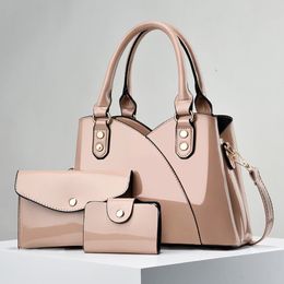 Designer Luxury 2 Pcs Set Women's Shoulder Bag Candy Colour Hard PU Leather Elegant Ladies Purses Handbags For Girls Backpacks With Wallets