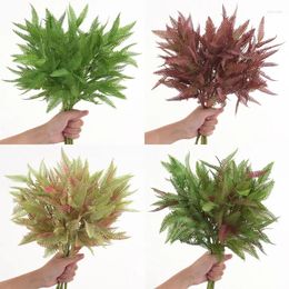 Decorative Flowers Simulation Fern Leaf Branch Plastic Green Plants Fake Flower Wedding Decor Artificial Plant White Kidney El Decoration