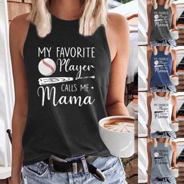 Women's Tanks Fashion Casual Letter Baseball MOM Print Tops And Vests Band For Women Dresses Exercise Top