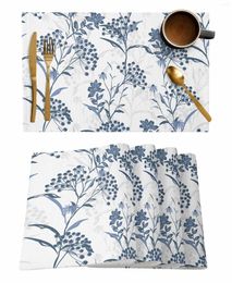 Table Mats Plant Texture Fruit Blue Kitchen Tableware Cup Bottle Placemat Coffee Pads 4/6pcs Desktop