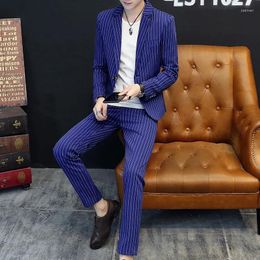 Men's Suits High Quality (Blazer Trousers) Elegant Casual High-end Simple Business Fashion Gentleman Slim Suit Two-piece