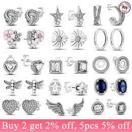 Authentic fit pandoras earrings charms charm Flower Women Stud Earrings