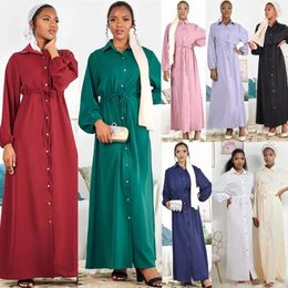 Casual Dresses Fashion Muslim Kimono Womens Solid Abaya Ramadan Dubai Turkey Eid Islamic Comfortable Dress For Women