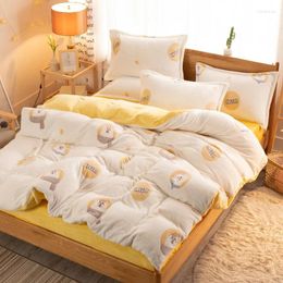 Bedding Sets Bedroom Four-piece Bed Linen Luxury European-style Thick Warm Milk Duvet Cover Fashionable Simple Family El Set