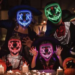 Mask Up Halloween Funny Light LED DIE PURGE -Wahljahr tolle Festival Cosplay Kostümversorgung Partymasken 0424 s