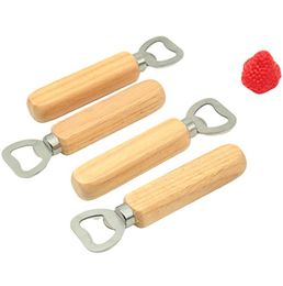 Portable Bartender Bottle Opener Wood Handle Handheld Stainless Steel Wine Beer Soda Glass Cap Bottles Openers Home Kitchen Bar To5705703