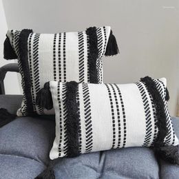 Pillow Black White Woven Cover 45x45cm 30x50cm Case For Home Decoration Living Room Bed Sofa Chair