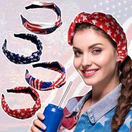 Party Favor Independence Day Fabric Headband Creative Knotting Five Pointed Star Stripe Hair Accessories Small Gift