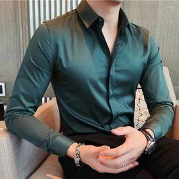 Men's Dress Shirts Fashion Lapel Button Solid Colour All-match Shirt Clothing 2024 Autumn Oversized Casual Tops Long Sleeve Korean