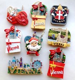 Handmade Painted Panoramic View Of Golden Vienna 3D Fridge Magnets Tourism Souvenirs Refrigerator Magnetic Stickers 240512