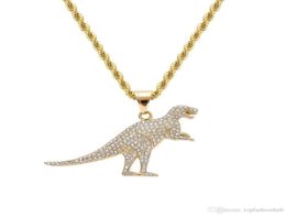 Stainless Steel Pendant Necklace Dinosaur Pendant Necklace Hip Hop Pendant Necklace Golden Dinosaur Animal Pendants Necklaces283n6150194